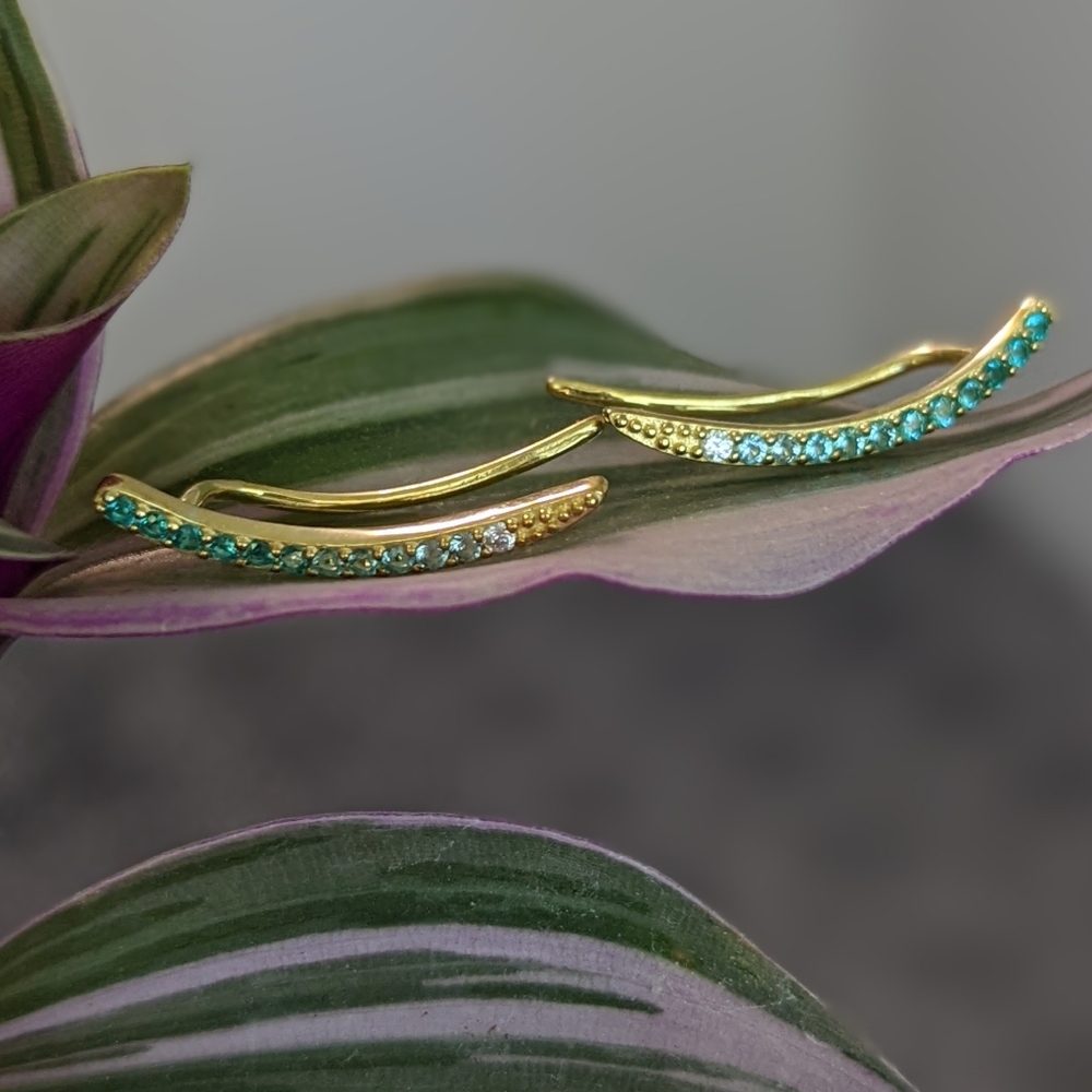 Climber earrings turquoise gems